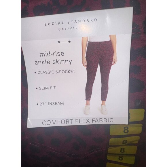 NWT Social Standard By Sanctuary Animal Print Leppard Ankle Skinny Jeans Size 8 - Picture 5 of 14